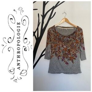 Anthropologie Postage Stamp cowl neck floral print top